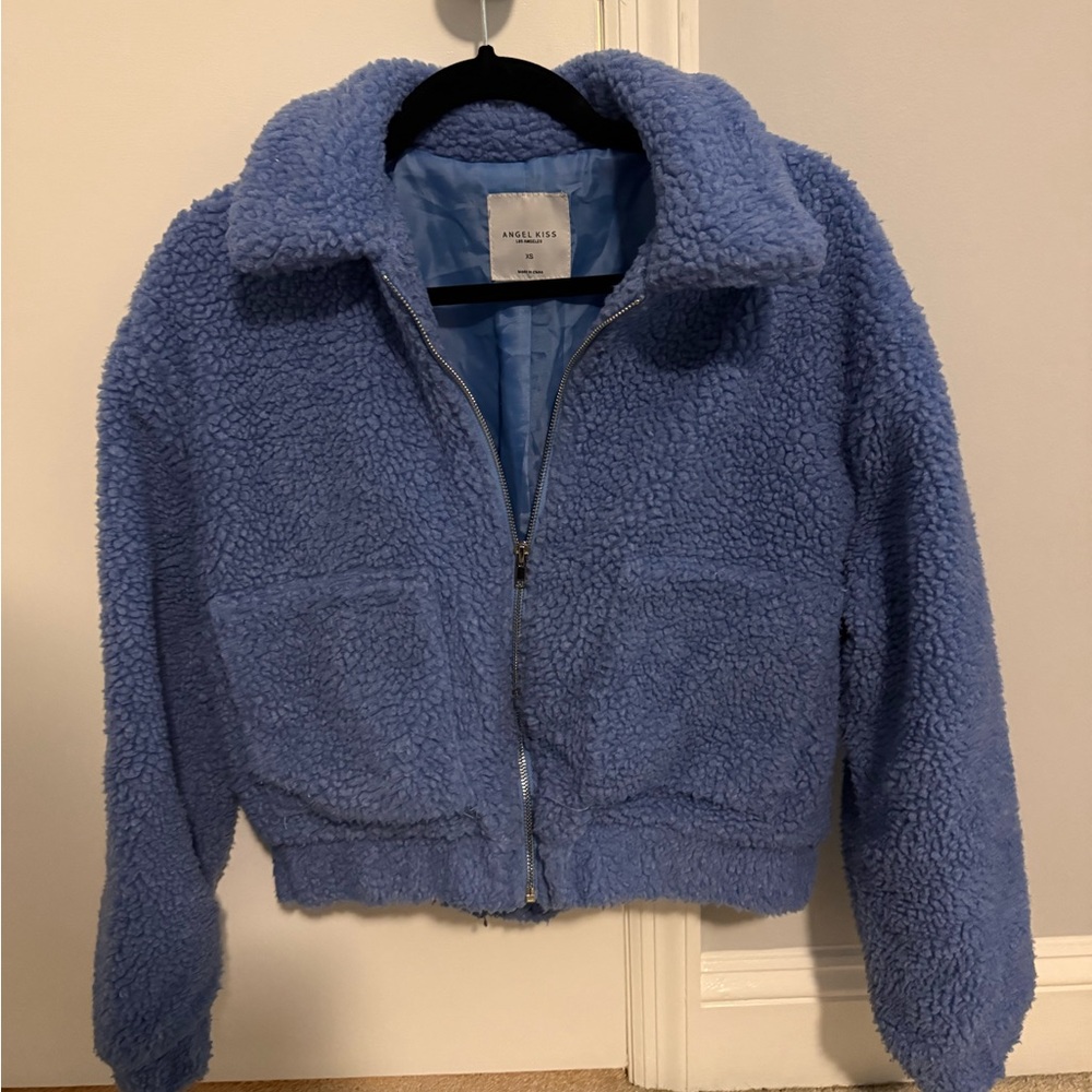 Angel Kiss Soft Blue Sherpa Jacket